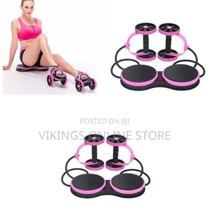 Multi-Functional Pink and Black Abdominal Exercise Roller Kit