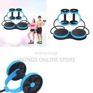 Dual-Wheel Ab Roller With Built-in Bidirectional Resistance Bands.