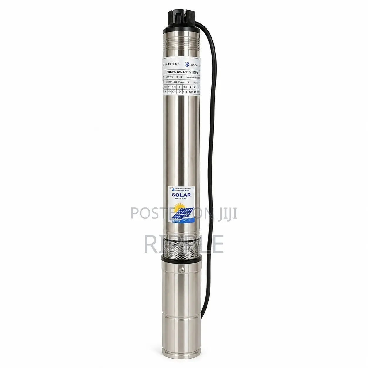 1100W Solar Borehole Pump 125m Head 4,000l/H 110V DC Deep Well Pump