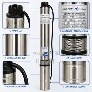 1100W Solar Borehole Pump 125m Head 4,000l/H 110V DC Deep Well Pump