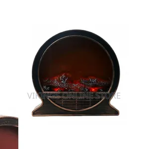 Tabletop Simulated LED Fireplace Lantern With a Faux Antique Copper