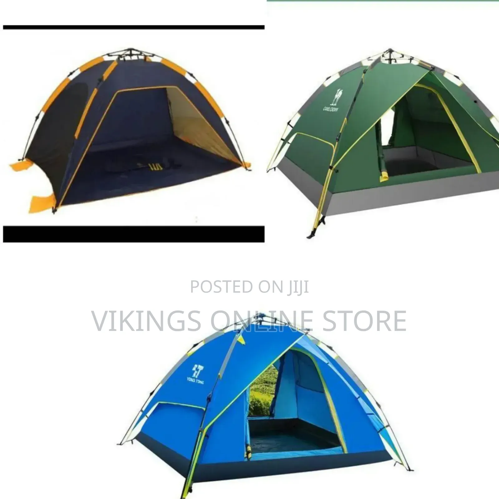Portable, Pop-Up Style Outdoor Camping Dome Tent -Navy Blue and Yellow