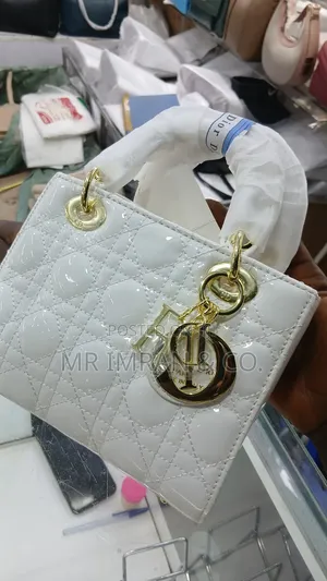 White Patent Quilted Top-Handle Handbag