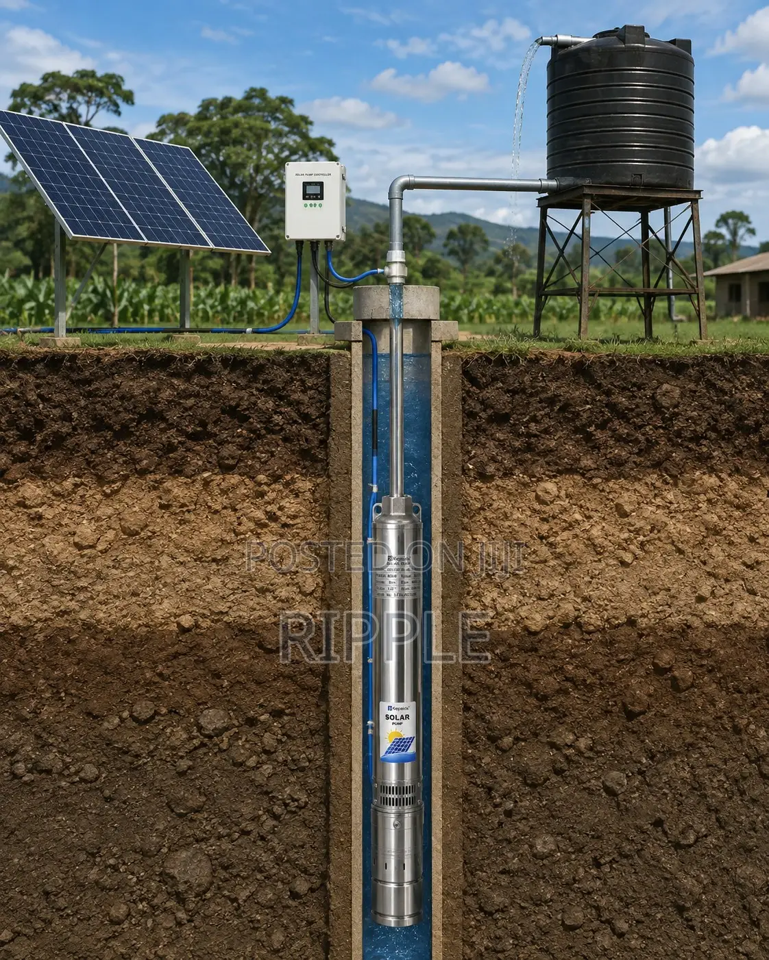 600W Solar Borehole Pump 85m Head 4000l/H 48V