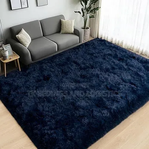 Navy Blue Fluffy Carpet
