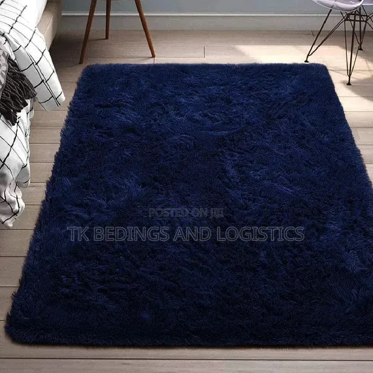 Navy Blue Fluffy Carpet