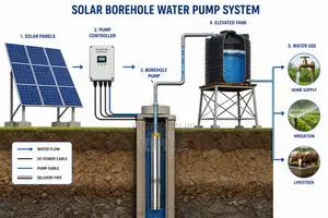 750W AC Borehole Pump 93m Head 5,800l/H 220V Deep Well Water Pump