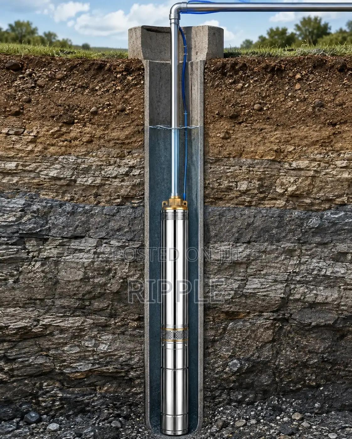 750W AC Borehole Pump 93m Head 5,800l/H 220V Deep Well Water Pump