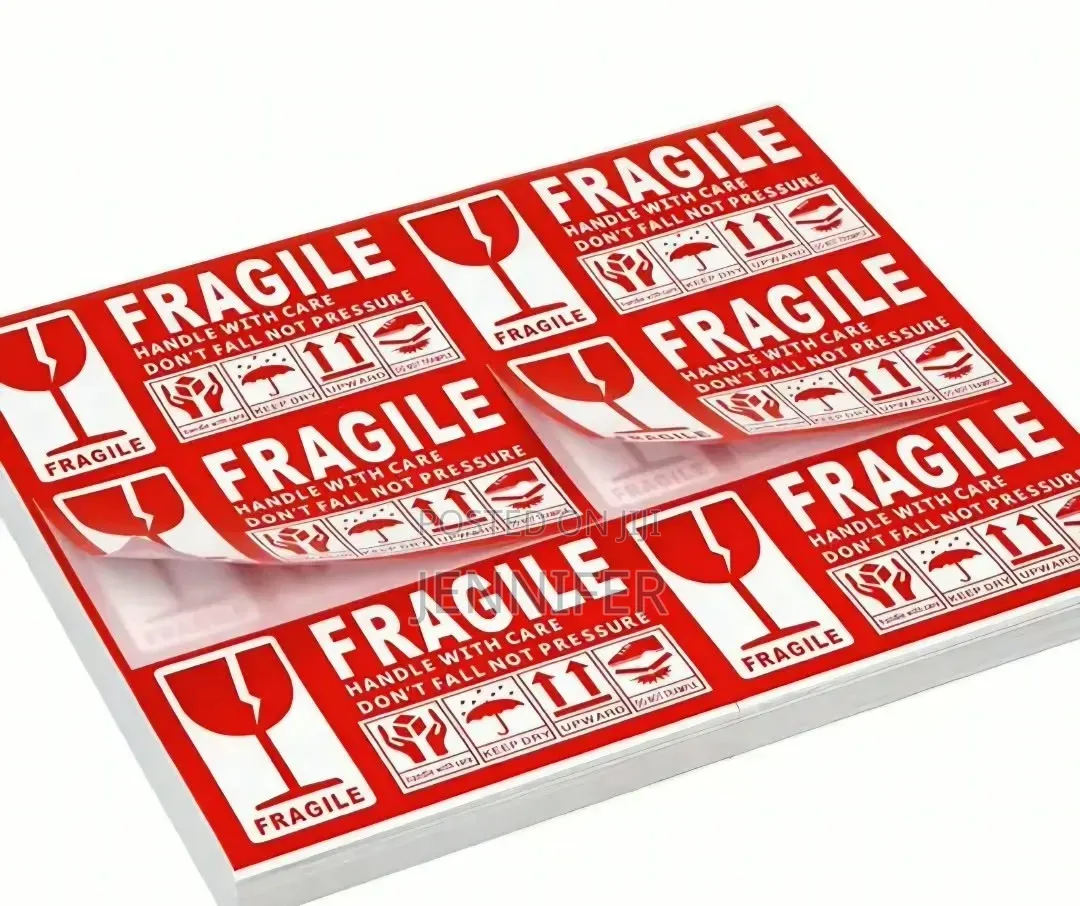 6pcs Coated Paper Printing Fragile Warning Label Sticker