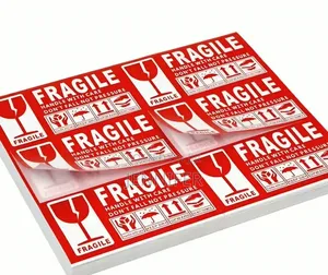 6pcs Coated Paper Printing Fragile Warning Label Sticker