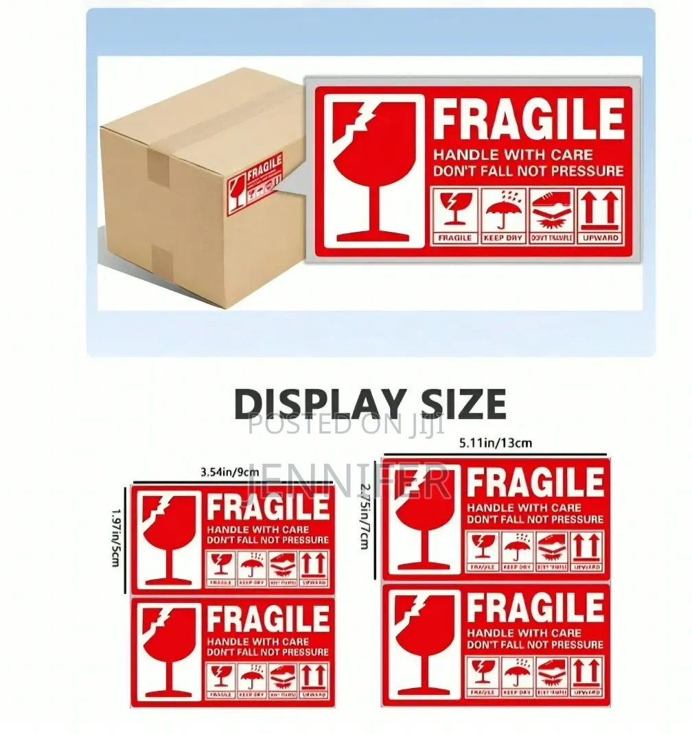 6pcs Coated Paper Printing Fragile Warning Label Sticker