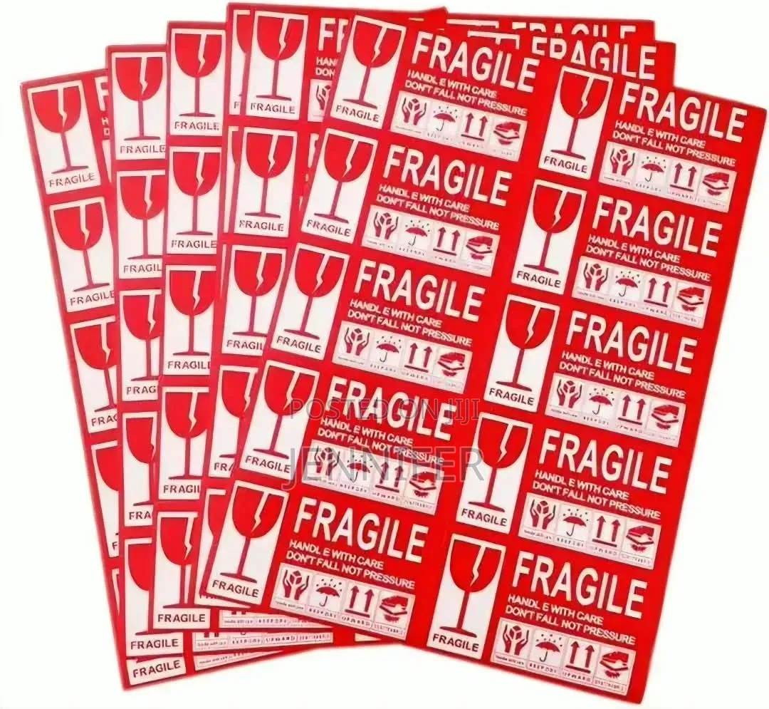 6pcs Coated Paper Printing Fragile Warning Label Sticker