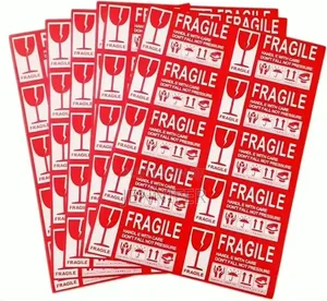6pcs Coated Paper Printing Fragile Warning Label Sticker