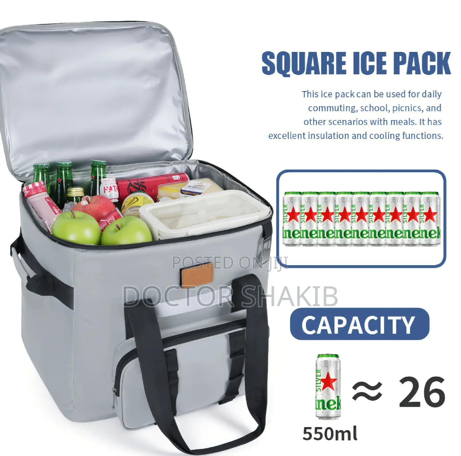 Rectangular Thermal Insulated Cooler Bag / Food Carrier