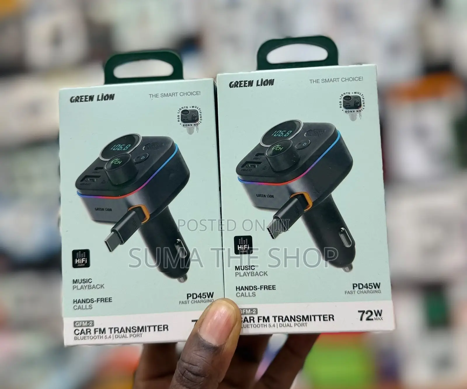 Green Lion GFM-2 Car FM Transmitter Featuring Bluetooth 5.4, a 45W PD