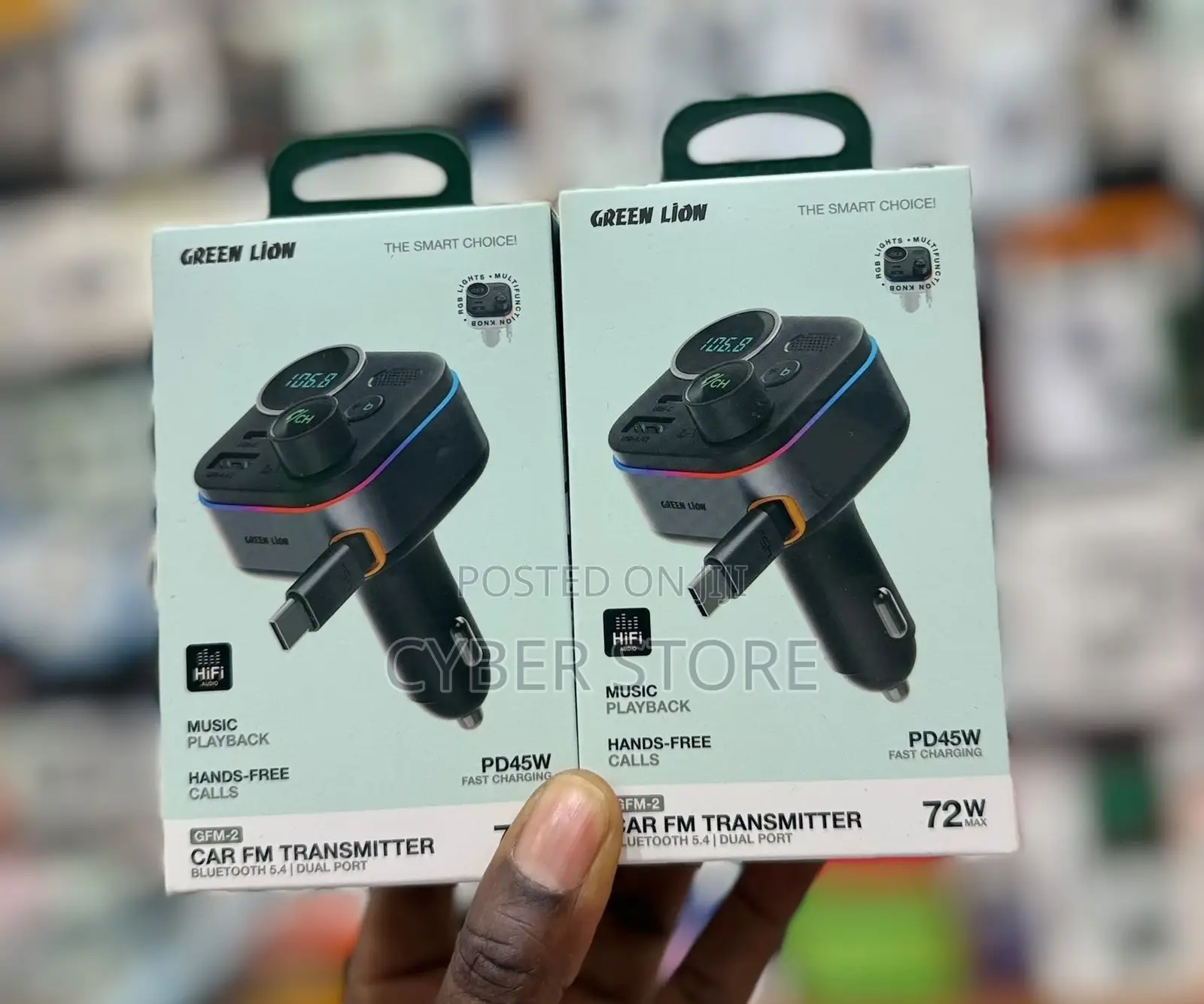 Green Lion GFM-2 Car FM Transmitter Featuring Bluetooth 5.4, a 45W PD