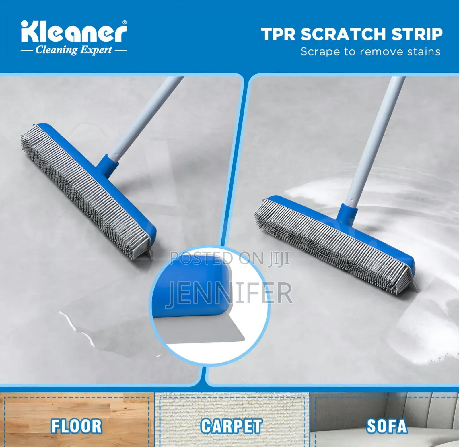 Kleaner Rubber Sweeping Brush With Squeegee - Ideal for Pet Hair