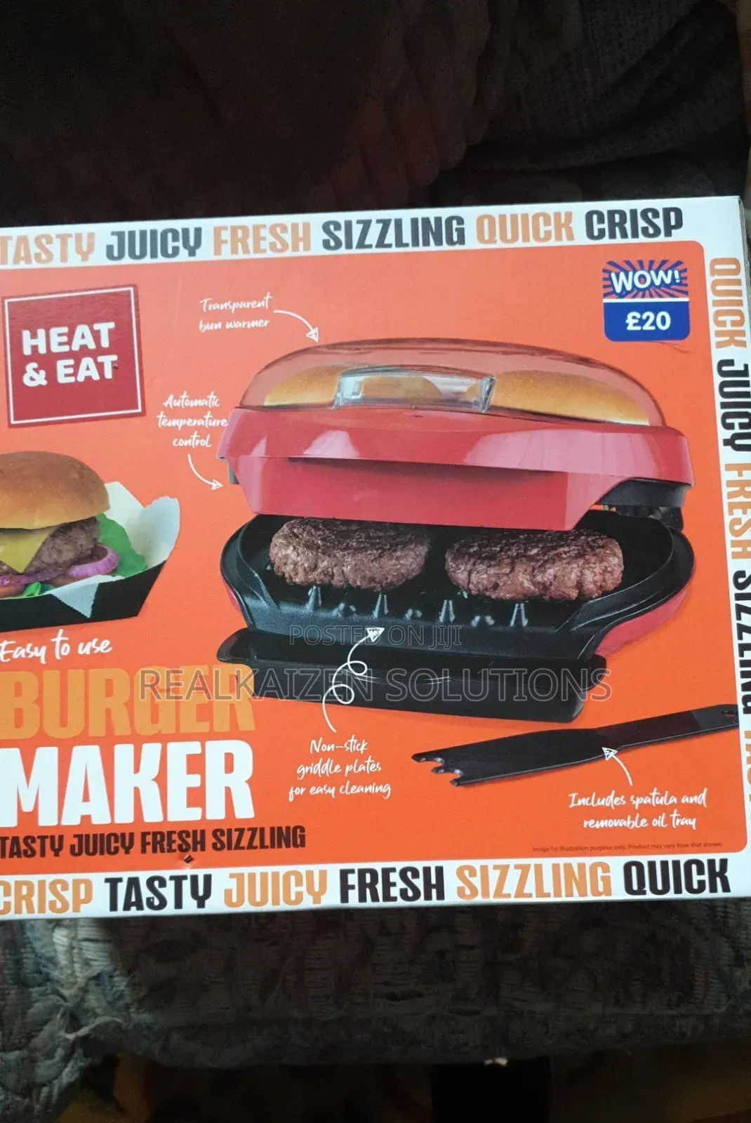 UK HEAT & EAT Automatic Temperature Non-Stick Griddle  2 Burger Maker