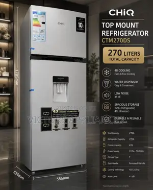 CHiQ 270L Double Door Refrigerator With Water Dispenser