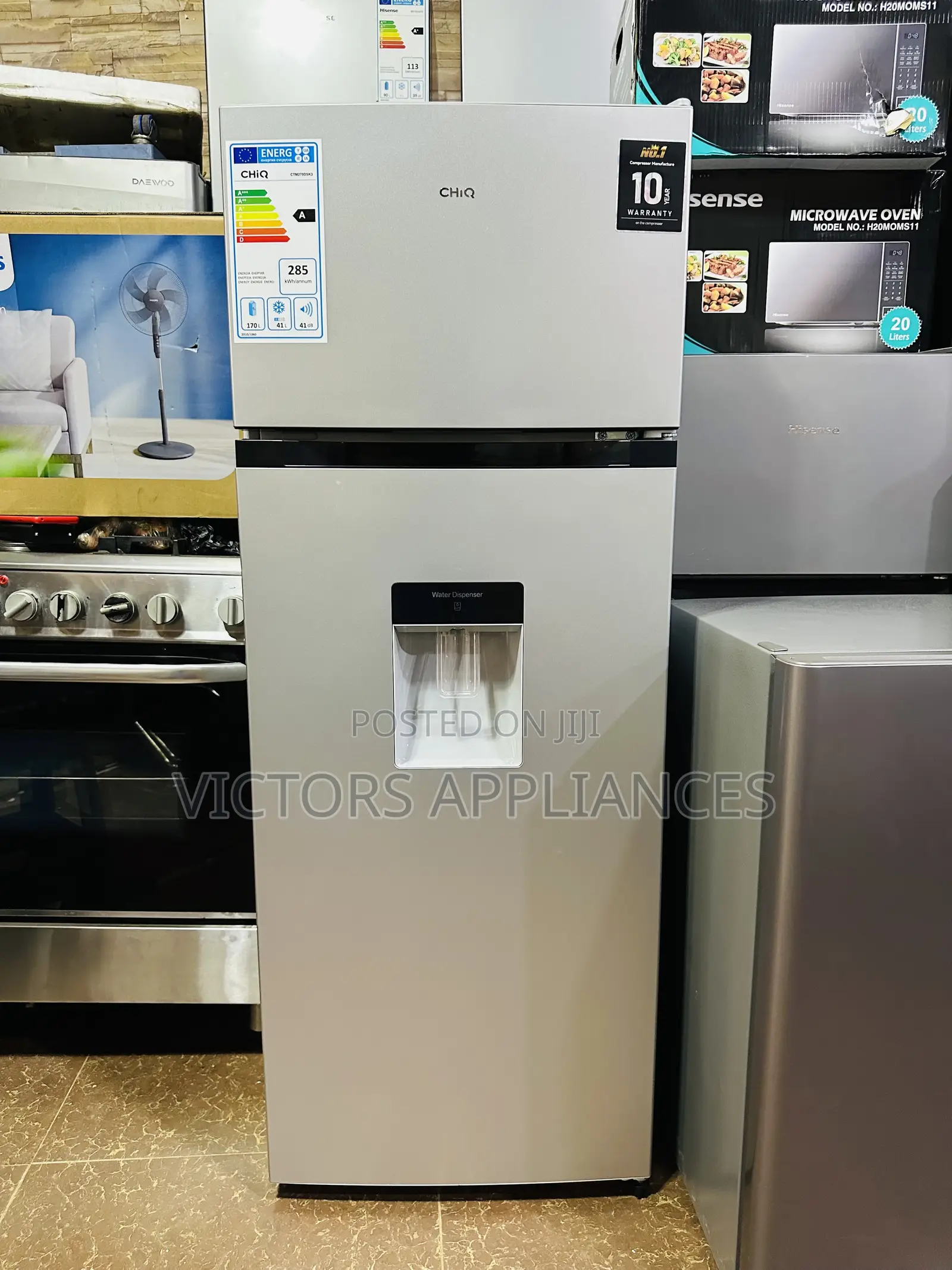 CHiQ 270L Double Door Refrigerator With Water Dispenser