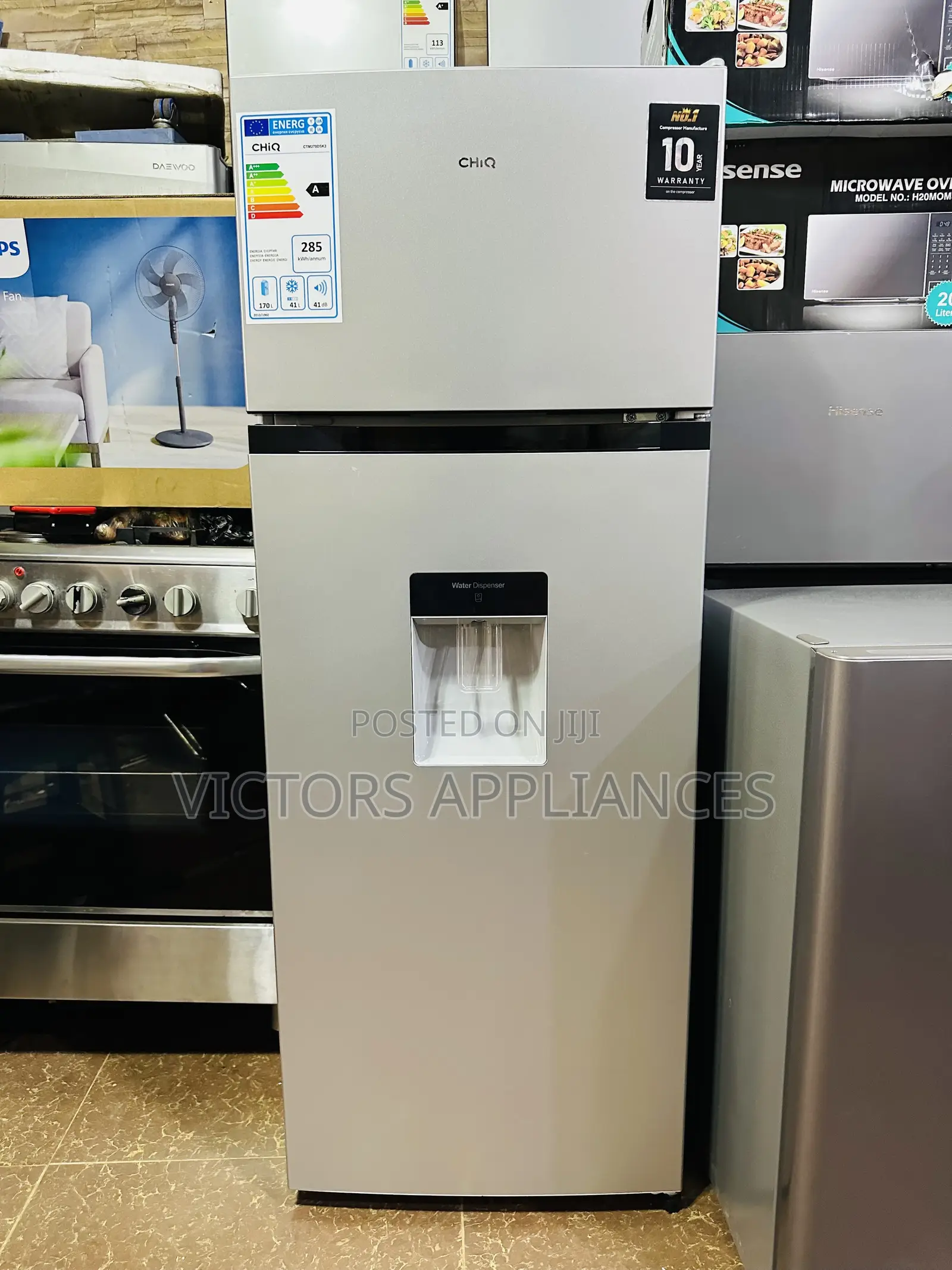 CHiQ 270L Double Door Refrigerator With a Water Dispenser