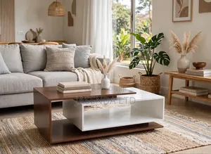 Modern 2-Tone Coffee Table - Brown & White Center Table