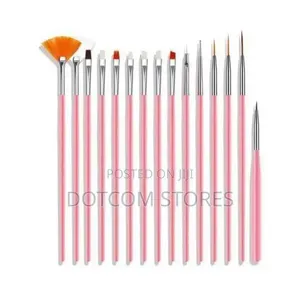 15-Piece Pink Nail Art Brush and Dotting Tool Set,