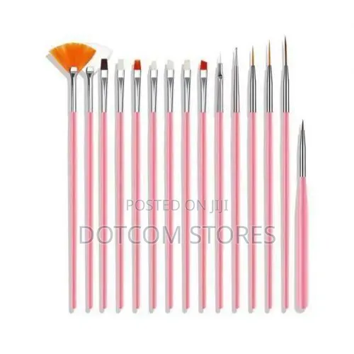 15-Piece Pink Nail Art Brush and Dotting Tool Set,