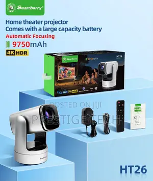 Smartbarry HT26 Portable 4K Rechargeable 9750mah Android Projector
