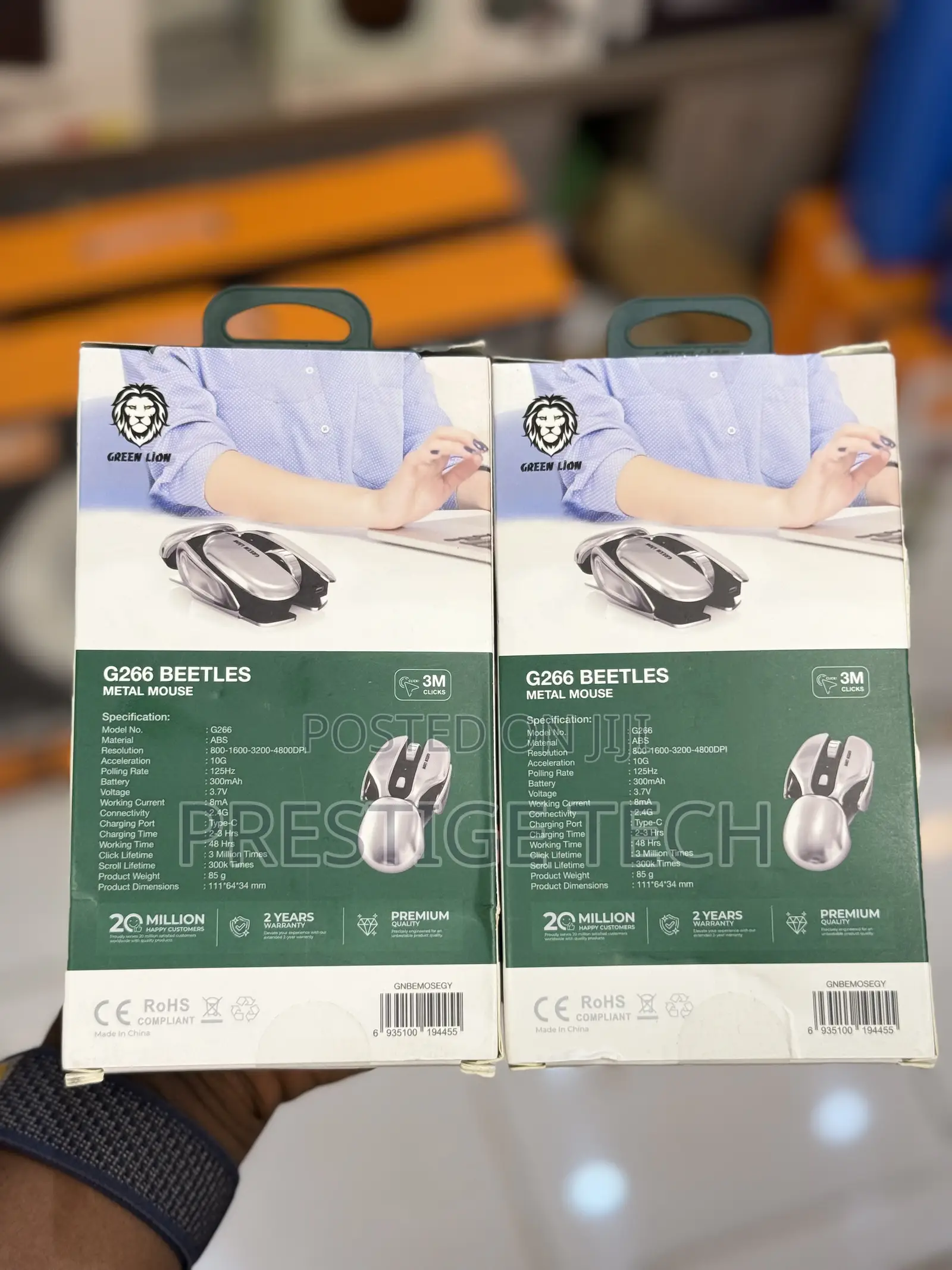 Green Lion G266 Beetles Metal Mouse, Multiple DPI, 3M Clicks Lifetime