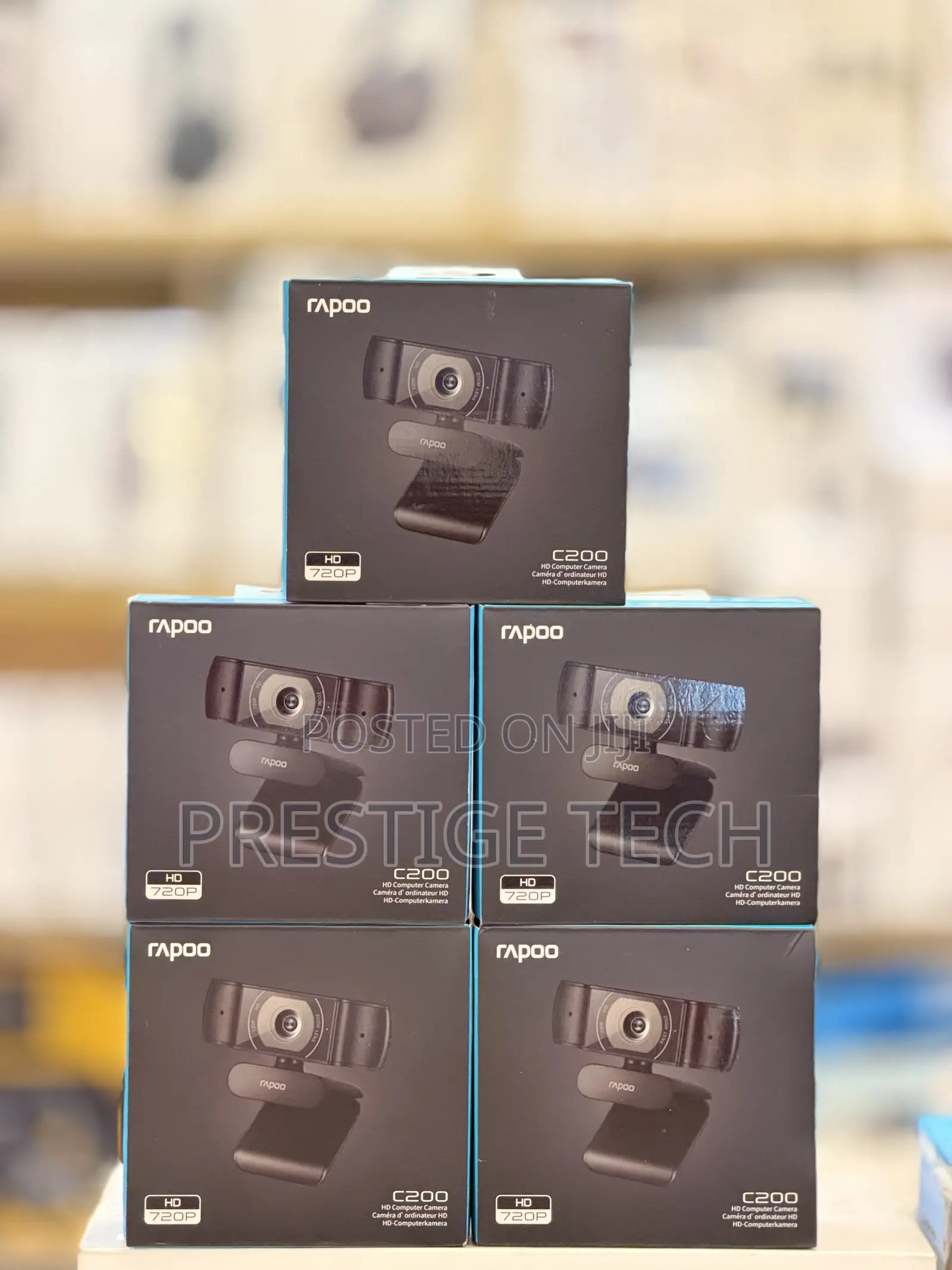 Rapoo C200 720p HD USB Webcam, 100° Super Wide-Angle Webcam With Mic