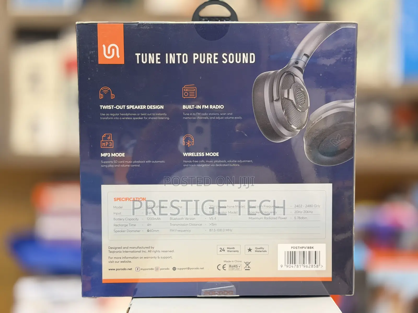 Porodo Soundtec Zuma 2in1 Headphones and Speaker, Built in Fm Radio