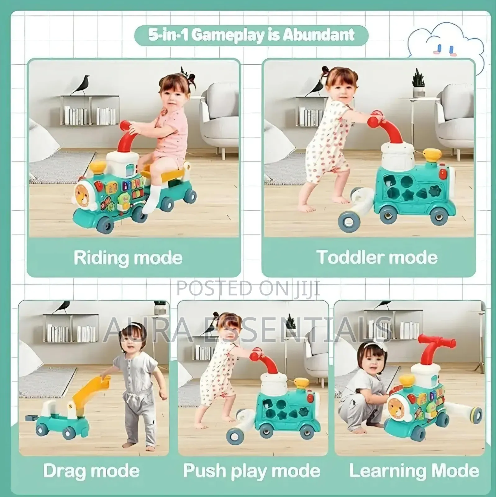 5in 1 Sit-to-Stand Baby Walker