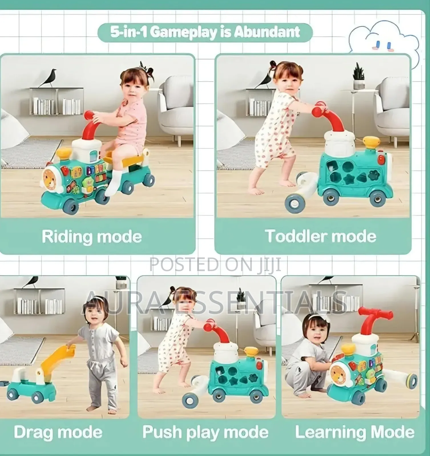 5in 1 Sit-to-Stand Baby Walker