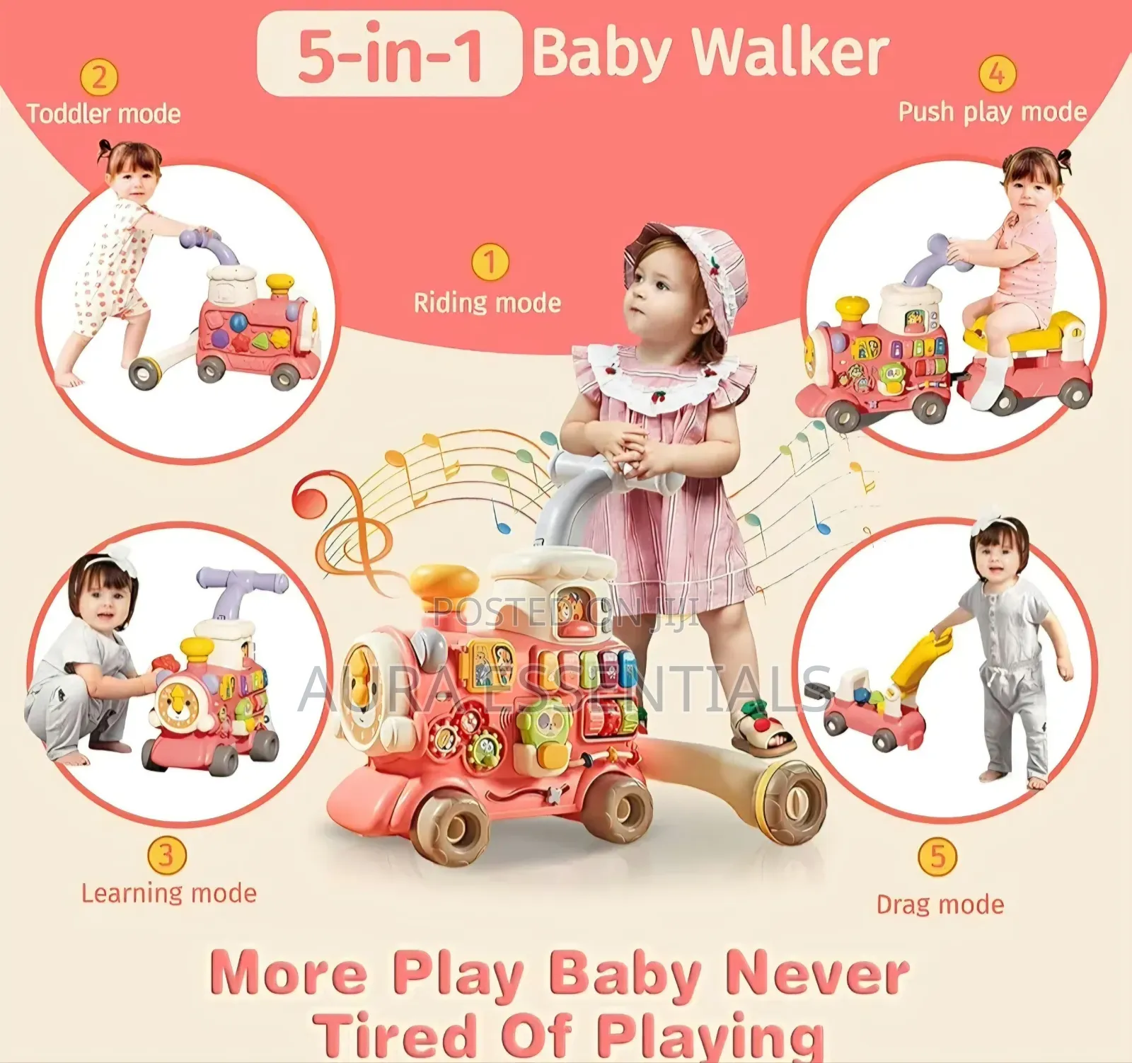 5in 1 Sit-to-Stand Baby Walker