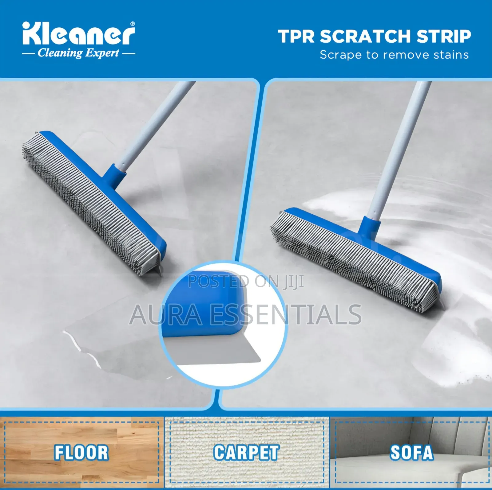 Kleaner Rubber Sweeping Brush With Squeegee - Ideal for Pet Hair