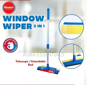 2-in-1 Telescopic Aluminum Sponge and Rubber Window Cleaner