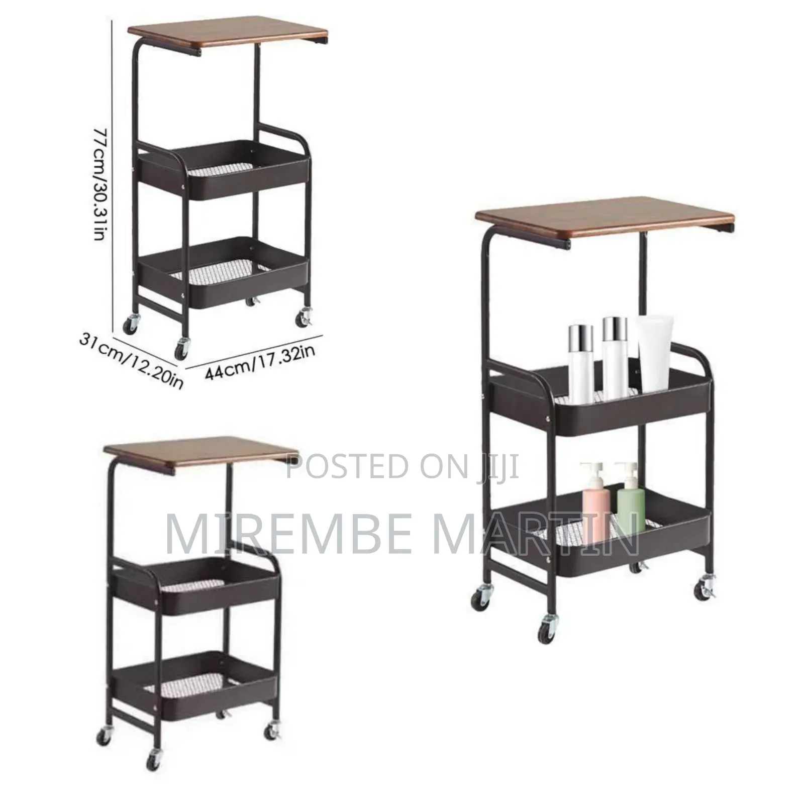 3-Tier Rolling Utility Cart - Multicolor