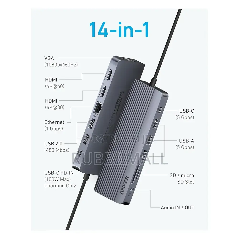 Anker USB-C Hub (14-in-1, Triple Display)
