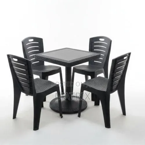 Plastic Table Set With Armless Chairs - 4 Seater Dining