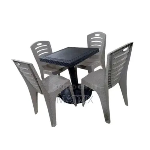 Plastic Table Set With Armless Chairs - 4 Seater Dining