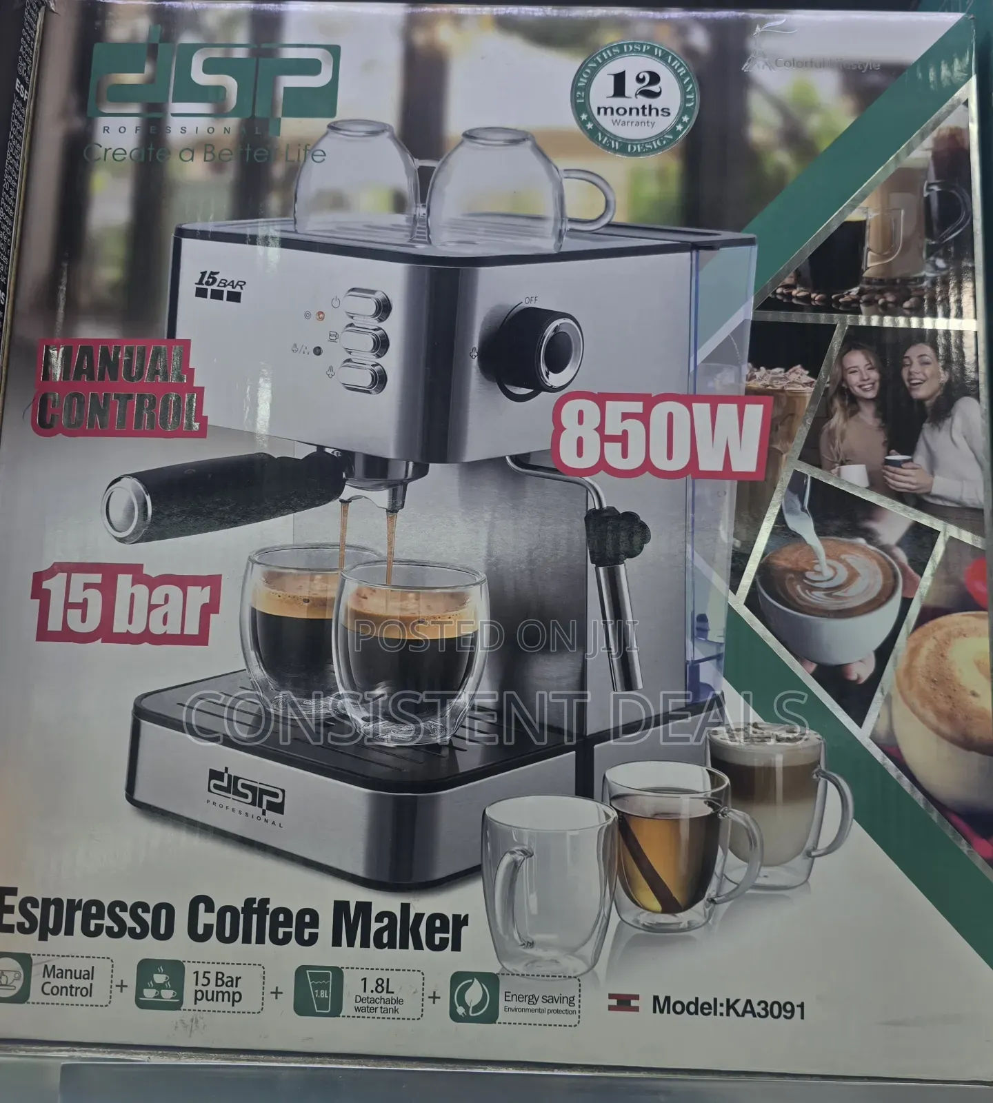 DSP 15 Bar 850w Espresso  Coffee  Maker