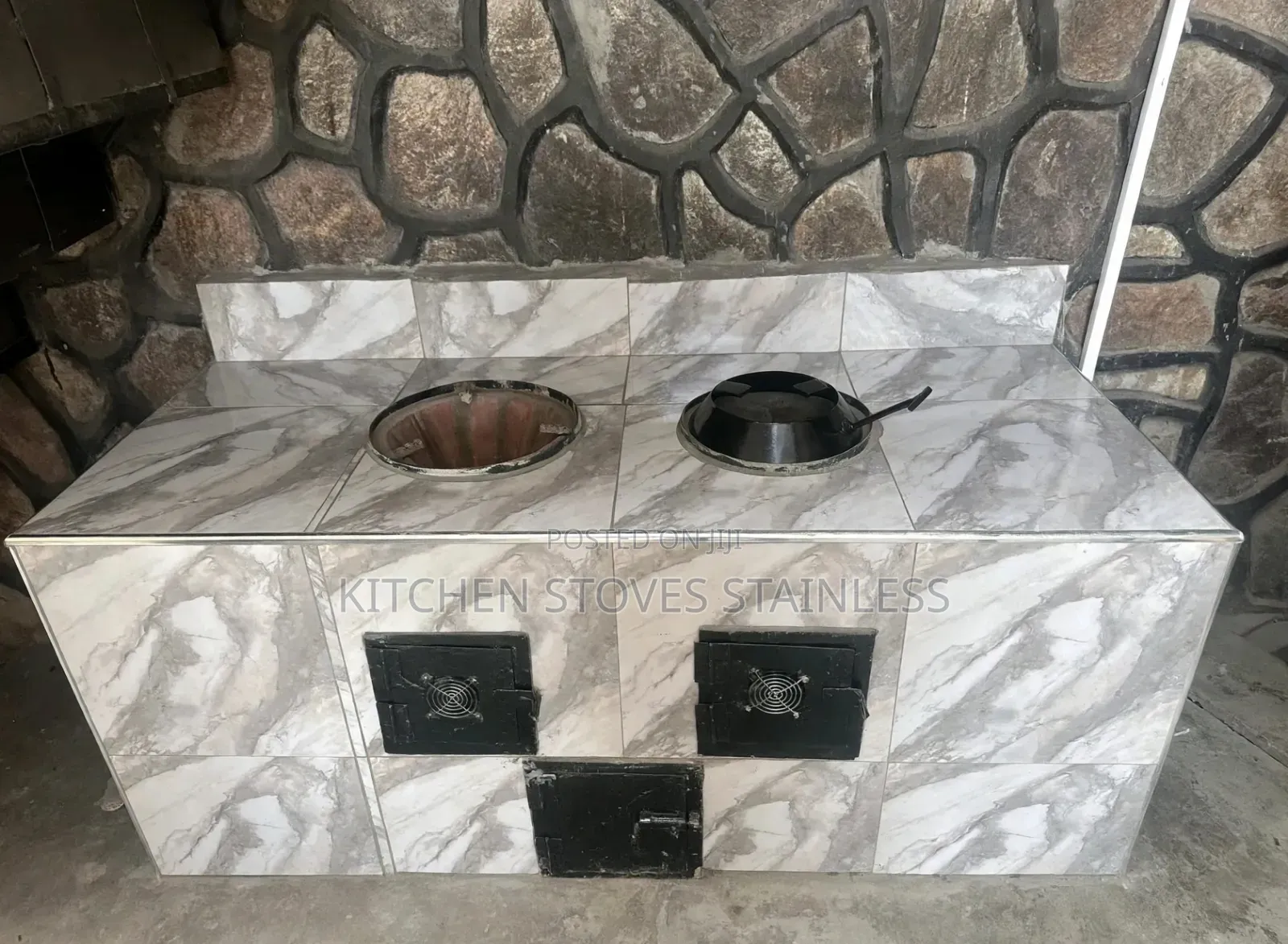 2-Burner White Marble Energy Saving Stove