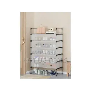 6-Tier Metal Shoe Rack With Dustproof Cover – 18–21 Pairs