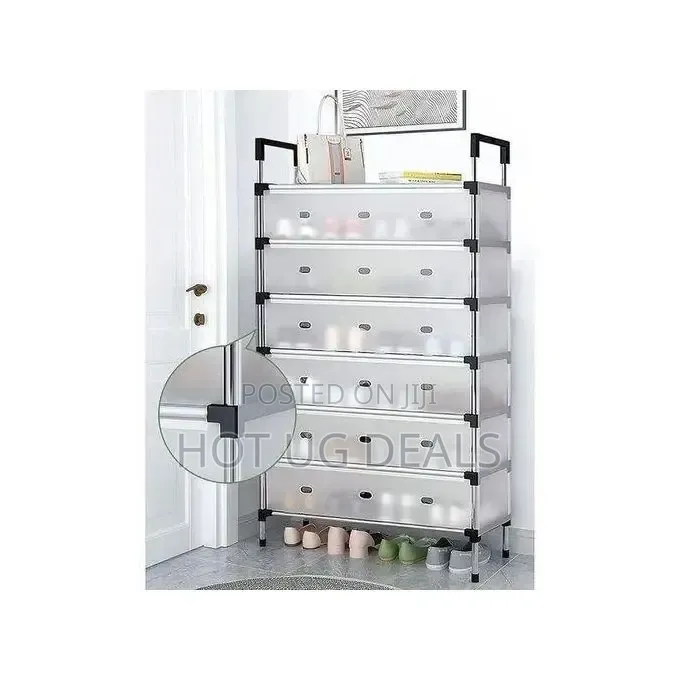 6-Tier Metal Shoe Rack With Dustproof Cover – 18–21 Pairs