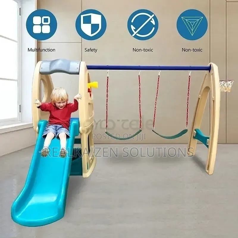 3-in-1 Kids Indoor Playset| Slide| Swings & Playhouse!