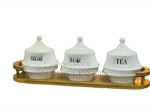 Elegant Ceramic Canister Set With Wooden Stand