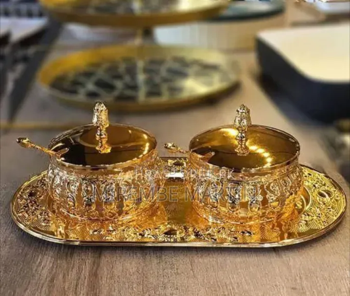 Luxurious Golden Condiment Server Set