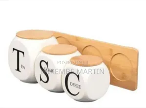 Unique Square/Round Ceramic Tea, Sugar, and Coffee Canister Set