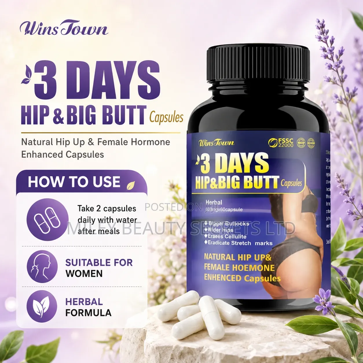 WinsTown 3 Days Hip & Big Butt Capsules 💜✨